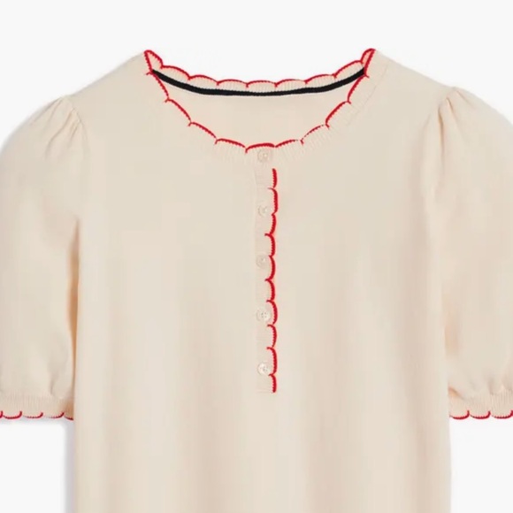Boden Cream Blouse with Red Trim - Picture 3 of 5